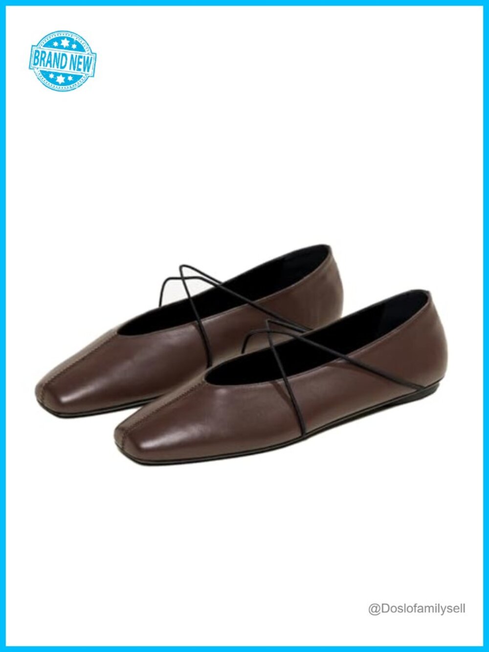 Faux Leather Square Toe Ballet Flats Criss Cross Slip On Comfortable Shoes
